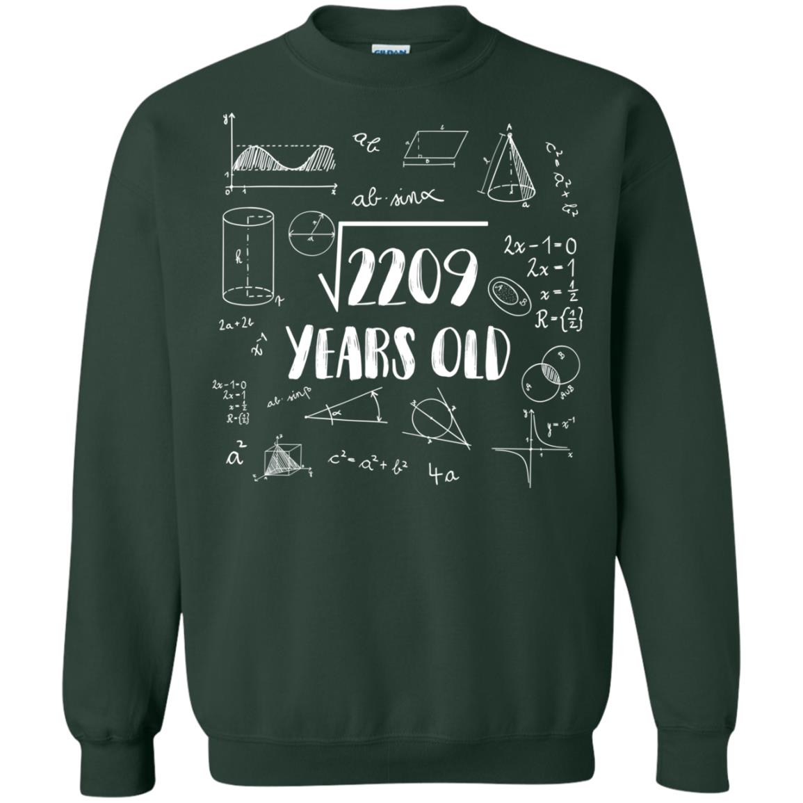 Square Root Of 2209 47th Birthday 47 Years Old Math T-shirt Forest Green