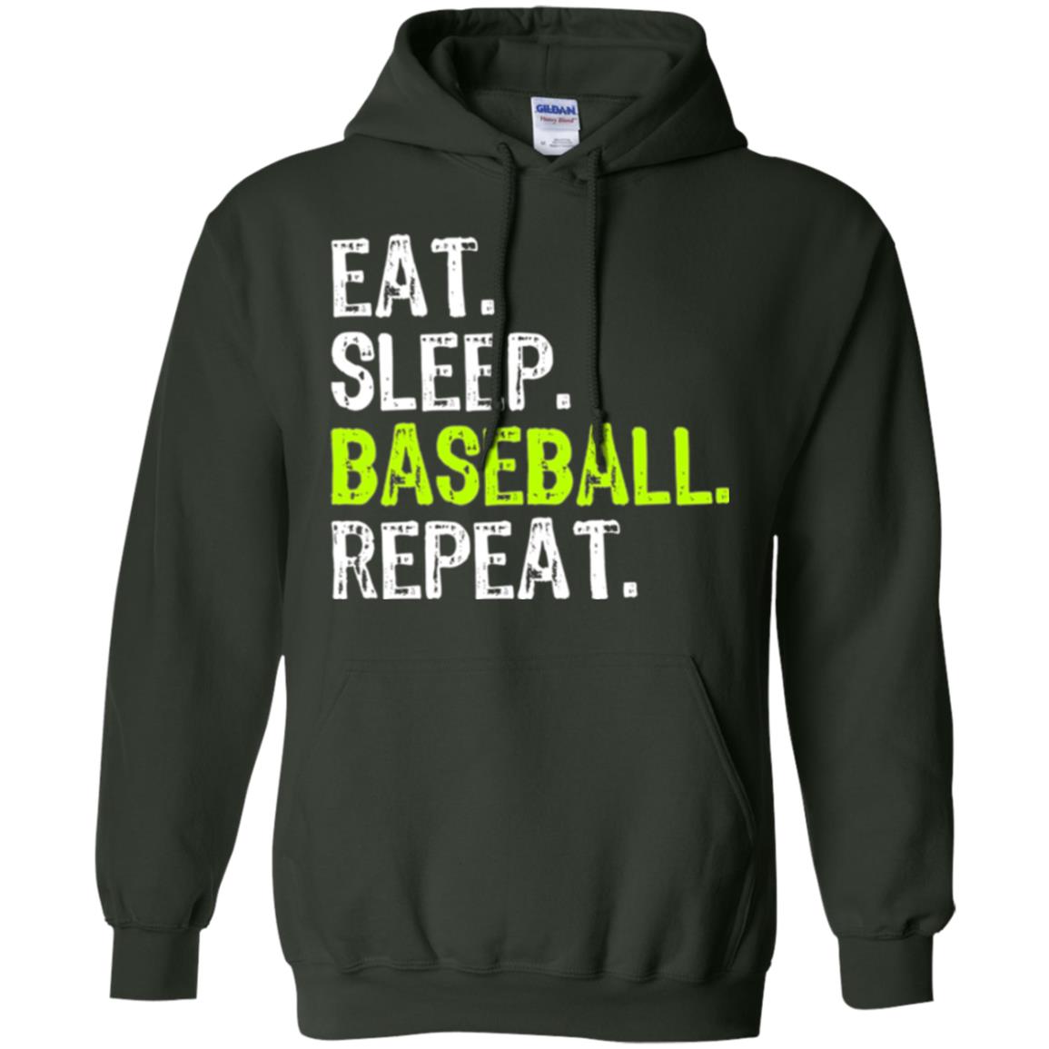 Baseball T-shirt Eat Sleep Baseball Repeat Forest Green