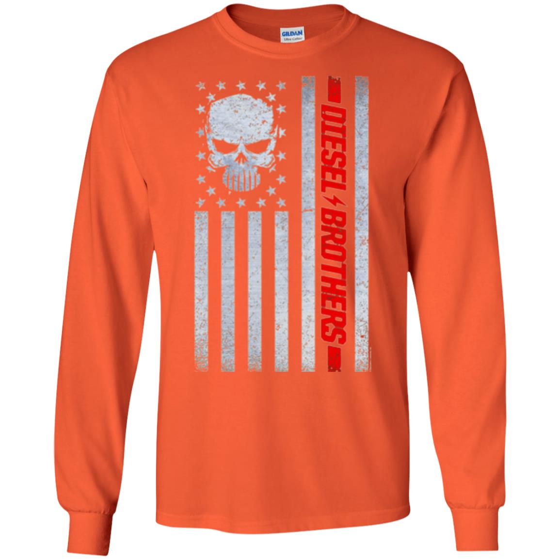 Grungy American Flag Skull T-shirt Diesel Brothers Orange