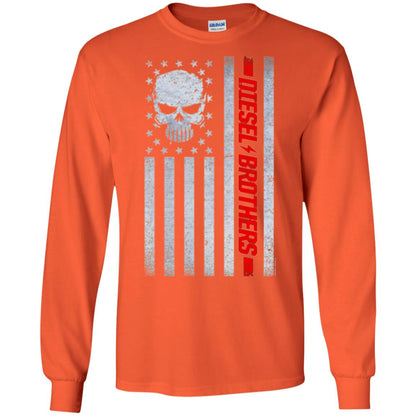 Grungy American Flag Skull T-shirt Diesel Brothers Orange
