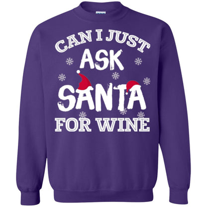 Christmas T-shirt Can I Just Ask Santa For Wine Purple