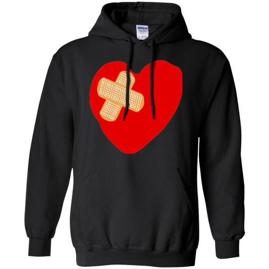 Funny Patched Up Heart Graphic T-shirt Black