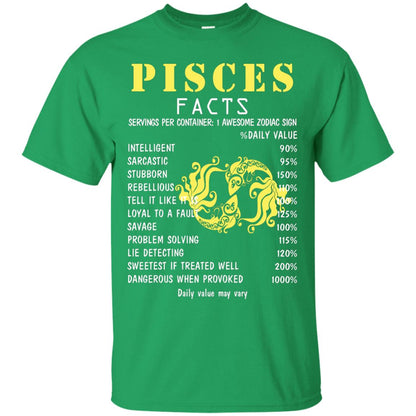 Pisces Facts 1 Awesome Zodiac Sign Gift Shirt For Pisces Horoscope Irish Green