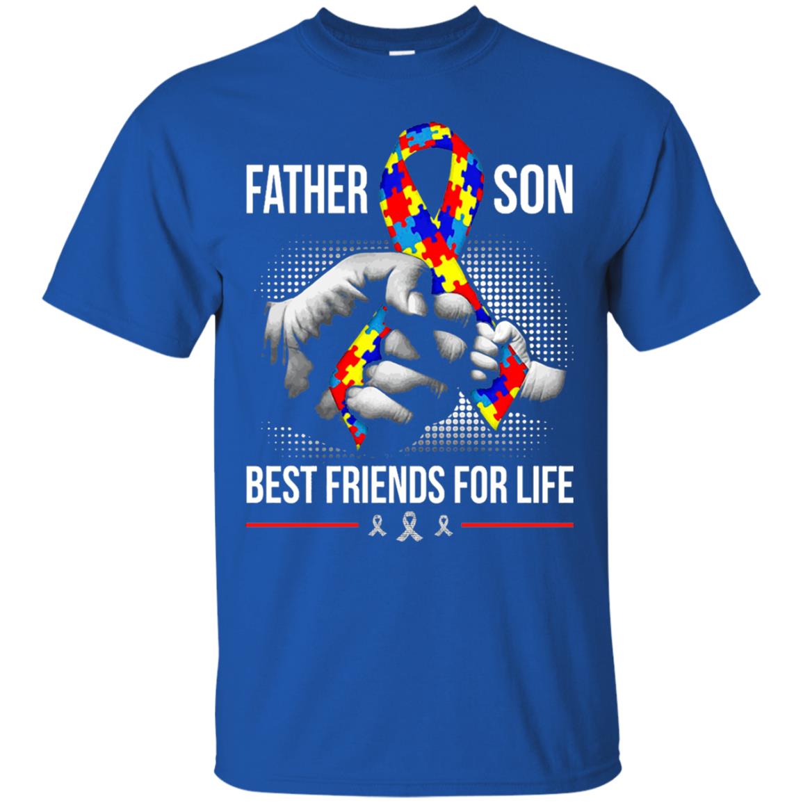 Father And Son Best Friends For Life Autism Awareness T-shirt Royal