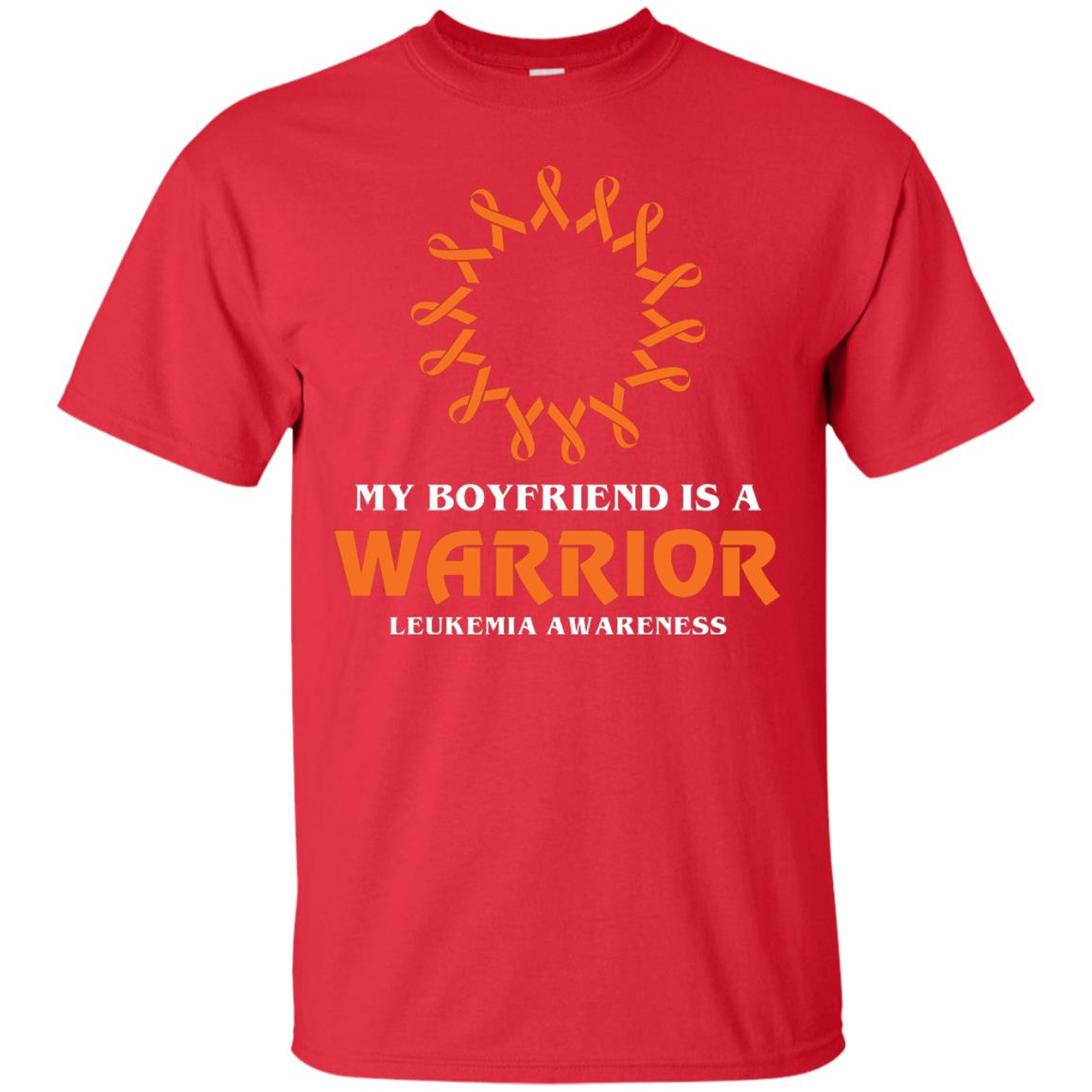 My Boyfriend Is A Warrior Leukemia Awareness T-shirt Red