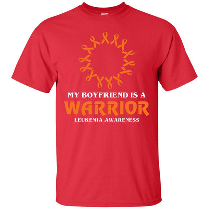My Boyfriend Is A Warrior Leukemia Awareness T-shirt Red