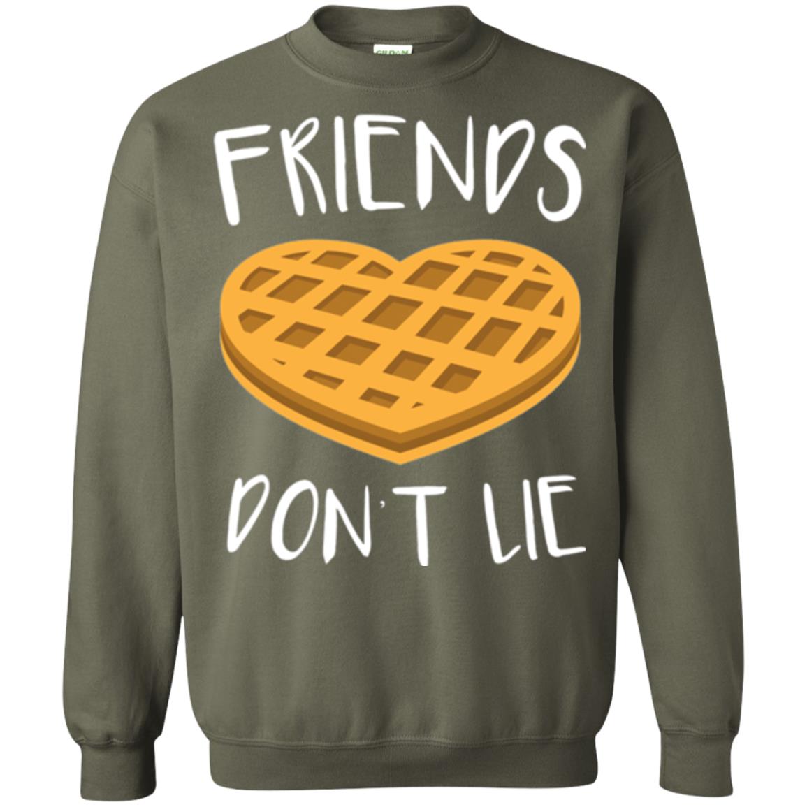 Funny Waffle T-shirt Friends Don_t Lie Military Green