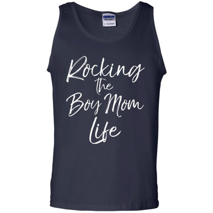 Mom T-shirt Rocking The Boy Mom Life Navy