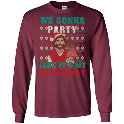 Brithday T-shirt We Gonna Party Like It's My Birthday Maroon