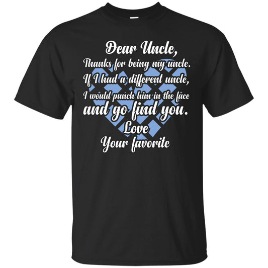 Dear Unclethank For Being My Uncle Family T-shirt Black