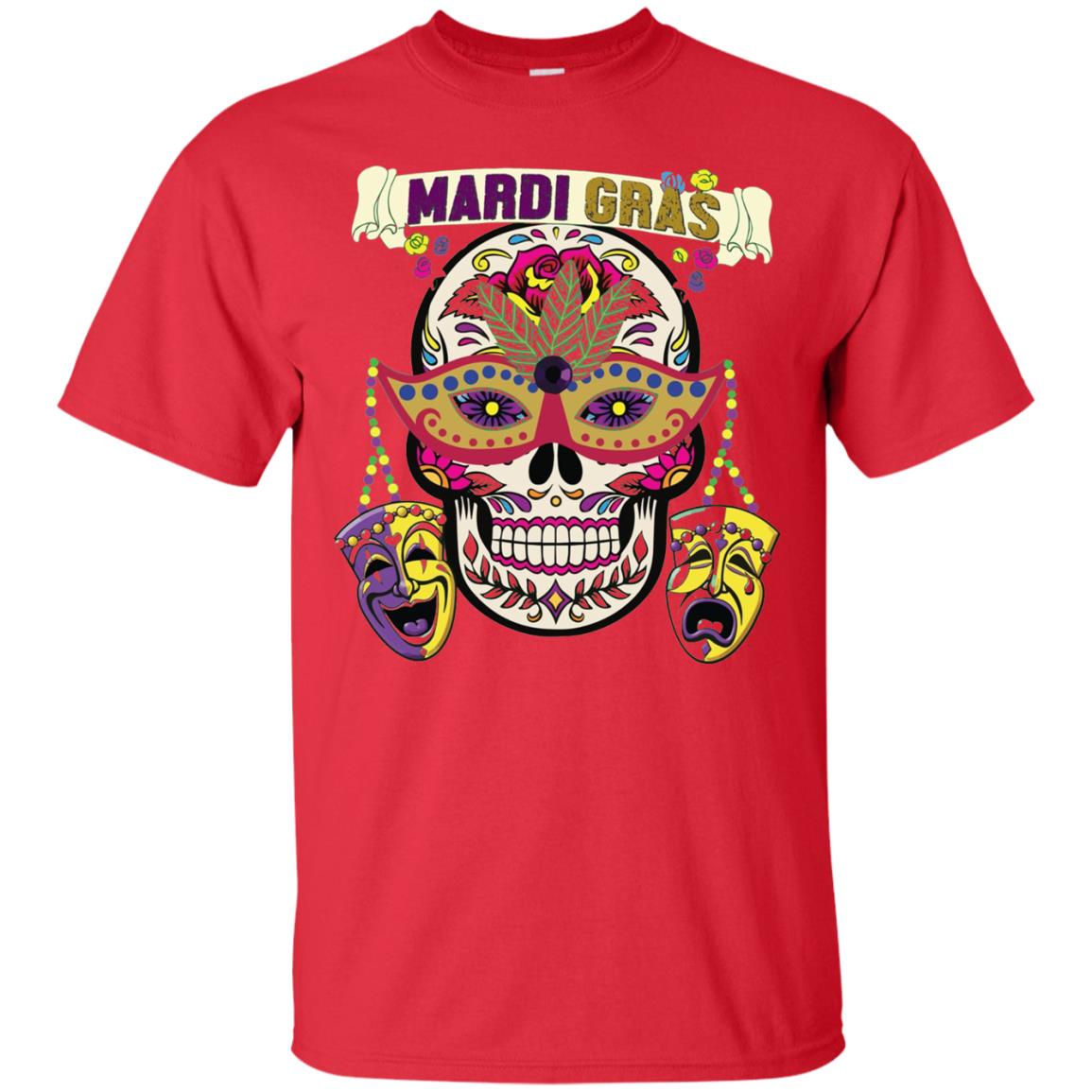 New Orleans Beads Skull Mardi Gras T-shirt Red