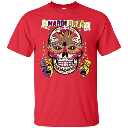 New Orleans Beads Skull Mardi Gras T-shirt Red