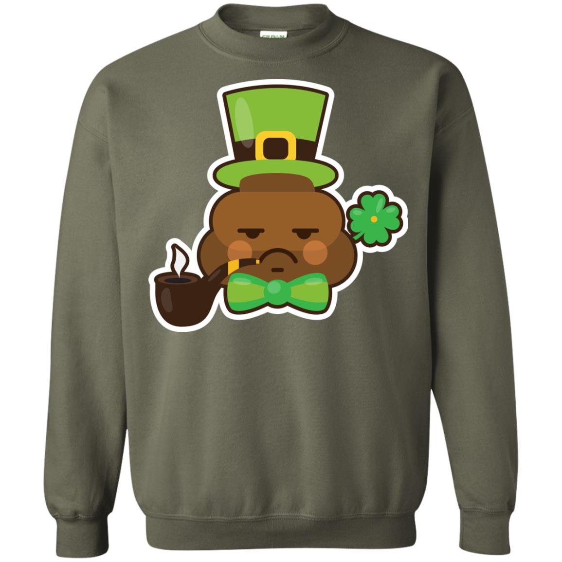 Saint Partick's Day T-shirt Leprechaun Poop Emoji With Patrick Hat Military Green