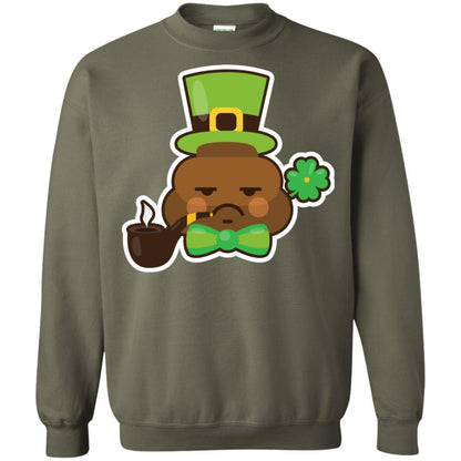 Saint Partick's Day T-shirt Leprechaun Poop Emoji With Patrick Hat Military Green