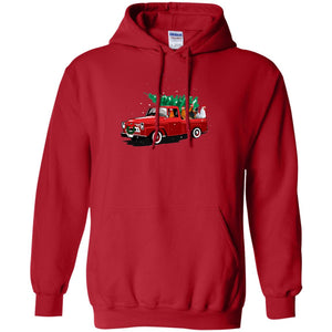 Chickens On Car Merry Christmas Gift Shirt For Mens WomensG185 Gildan Pullover Hoodie 8 oz.