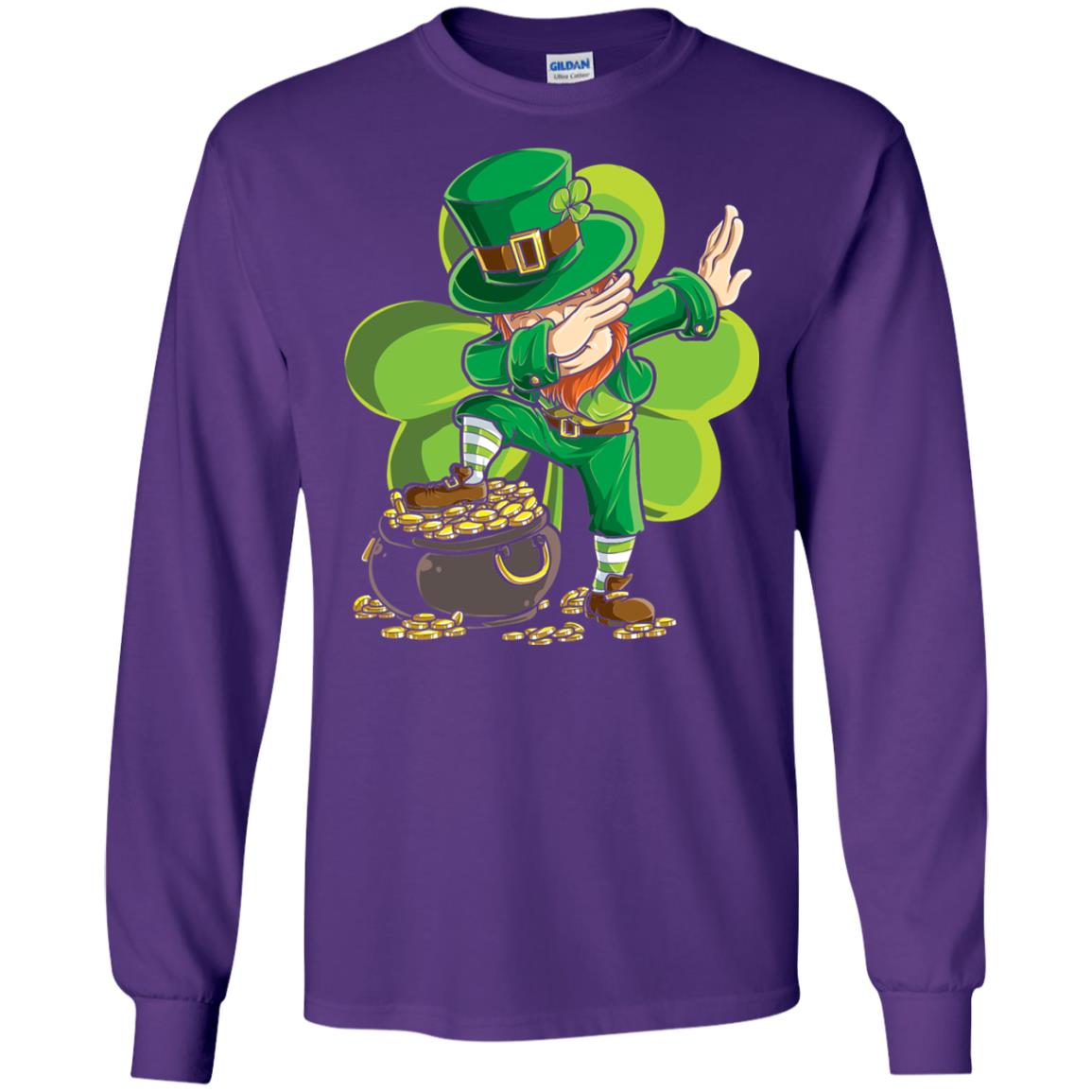 Dabbing Leprechaun St Patricks Day T-shirt Purple