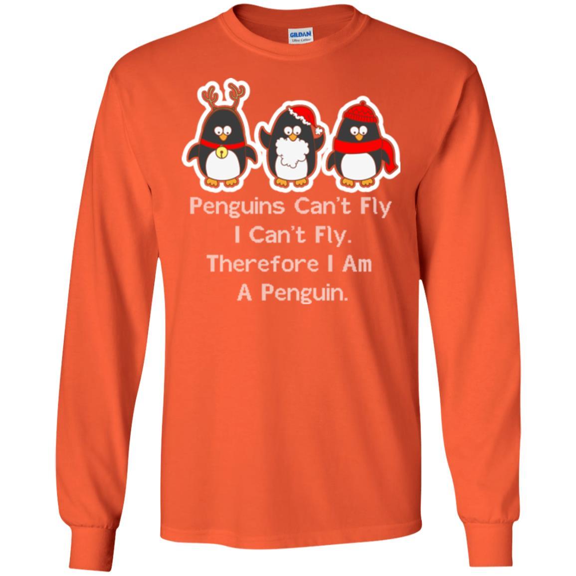 Penguins Lover T-shirt Can't Fly I Can't Fly Therefore I Am A Penguin Orange