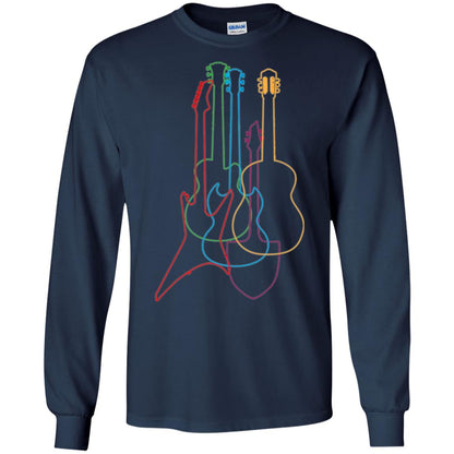 Colored Guitars Electric Acoustic Classical T-shirt Navy