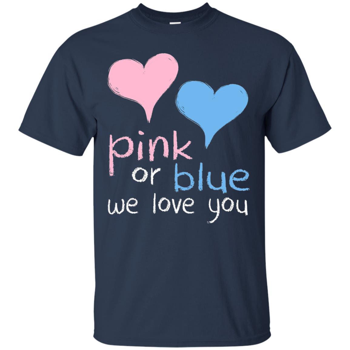 Pink Or Blue We Love You Baby Shower Gender Reveal T-shirt Navy