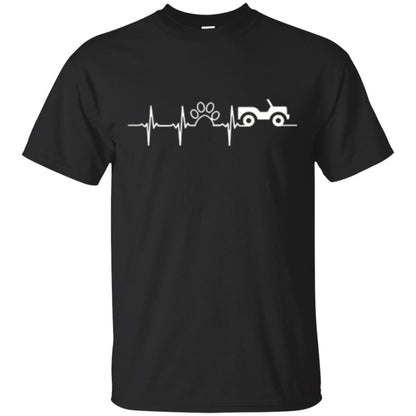 Cat Lovers T-shirt Jeep And Paw Heartbeat Black