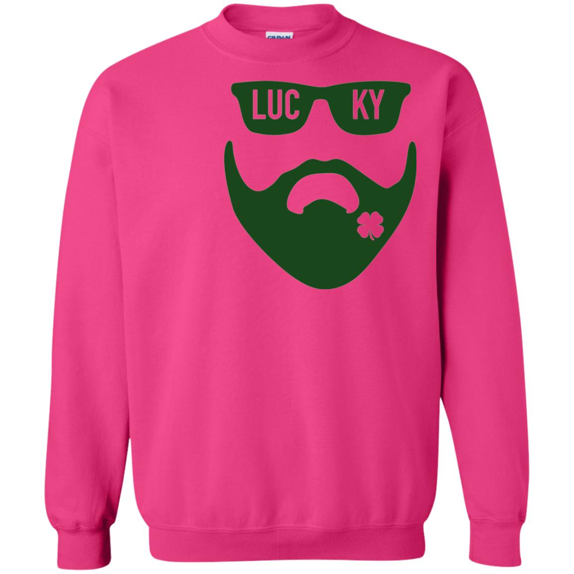 Green Bearded Clover Lucky Charm St. Patrick_s Day T-shirt Heliconia