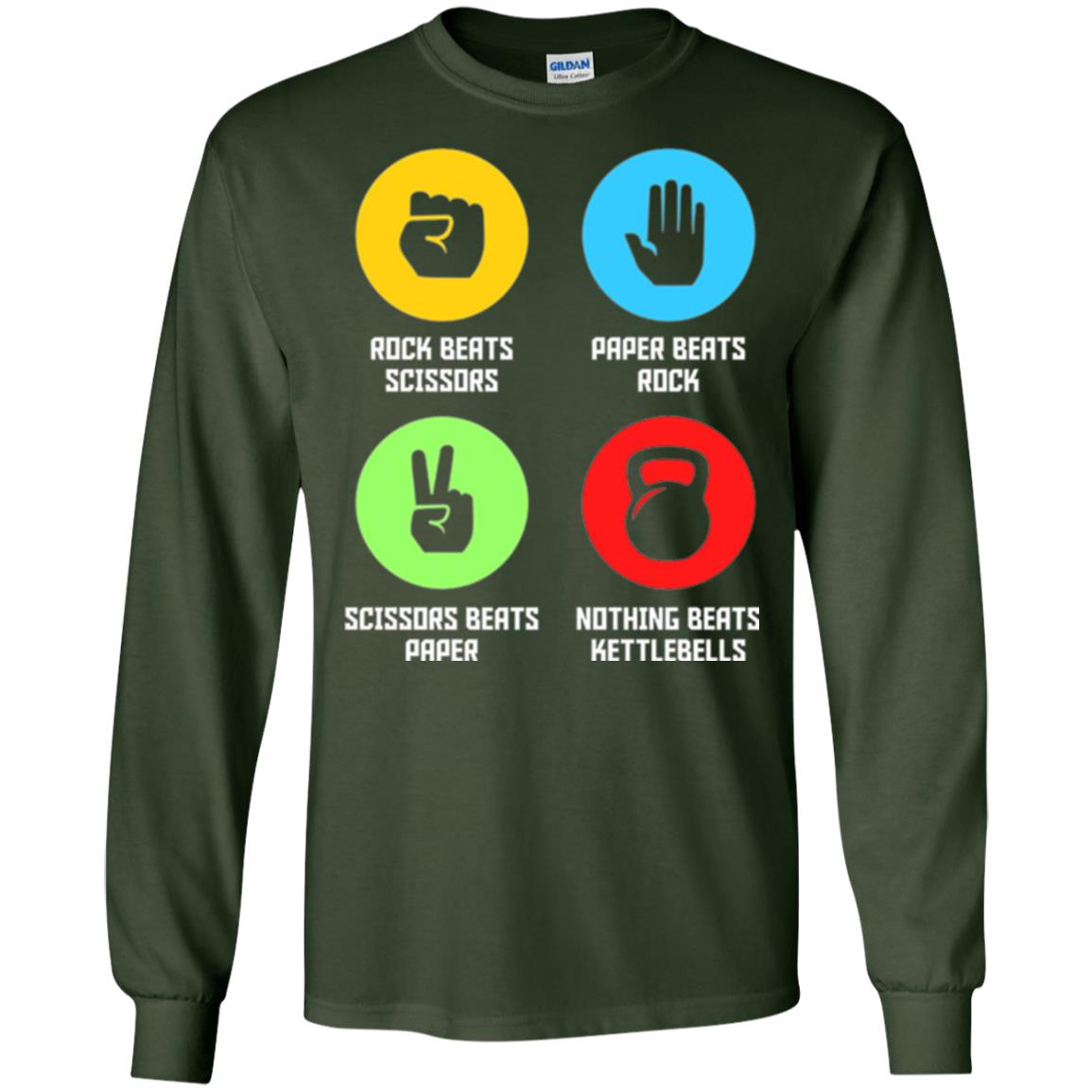 Fitness Gym Sports T-shirt Funny Nothing Beats Kettlebells Forest Green