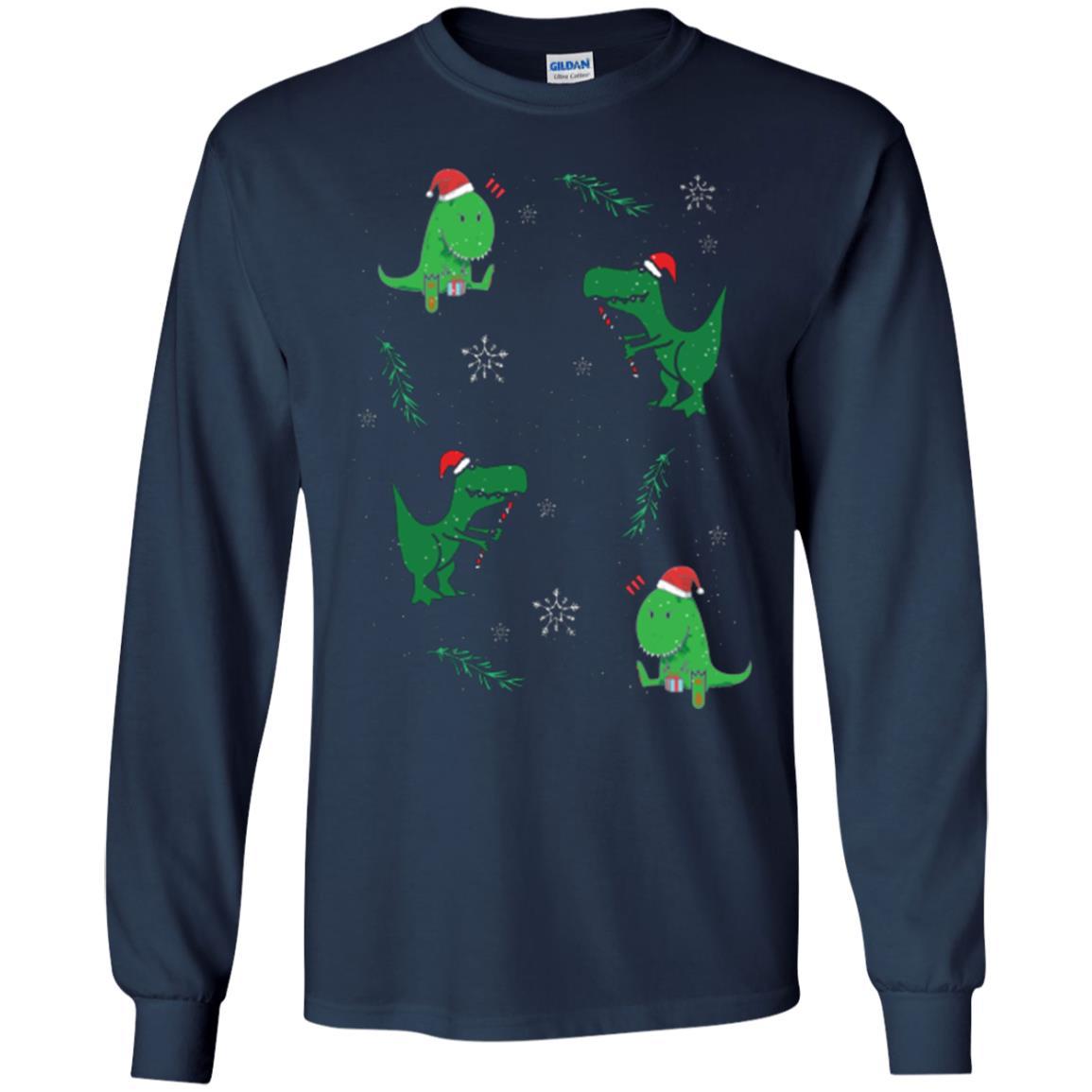 Funny Christmas T-shirt Merry Christmas Dinosaur Navy