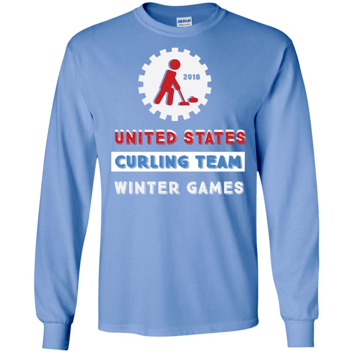 United States Curling Team Winter Games Curling Lover T-shirt Carolina Blue