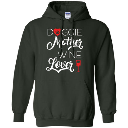 Doggie Mother Wine Lover Dog And Wine Gift Shirt For Mom Forest Green