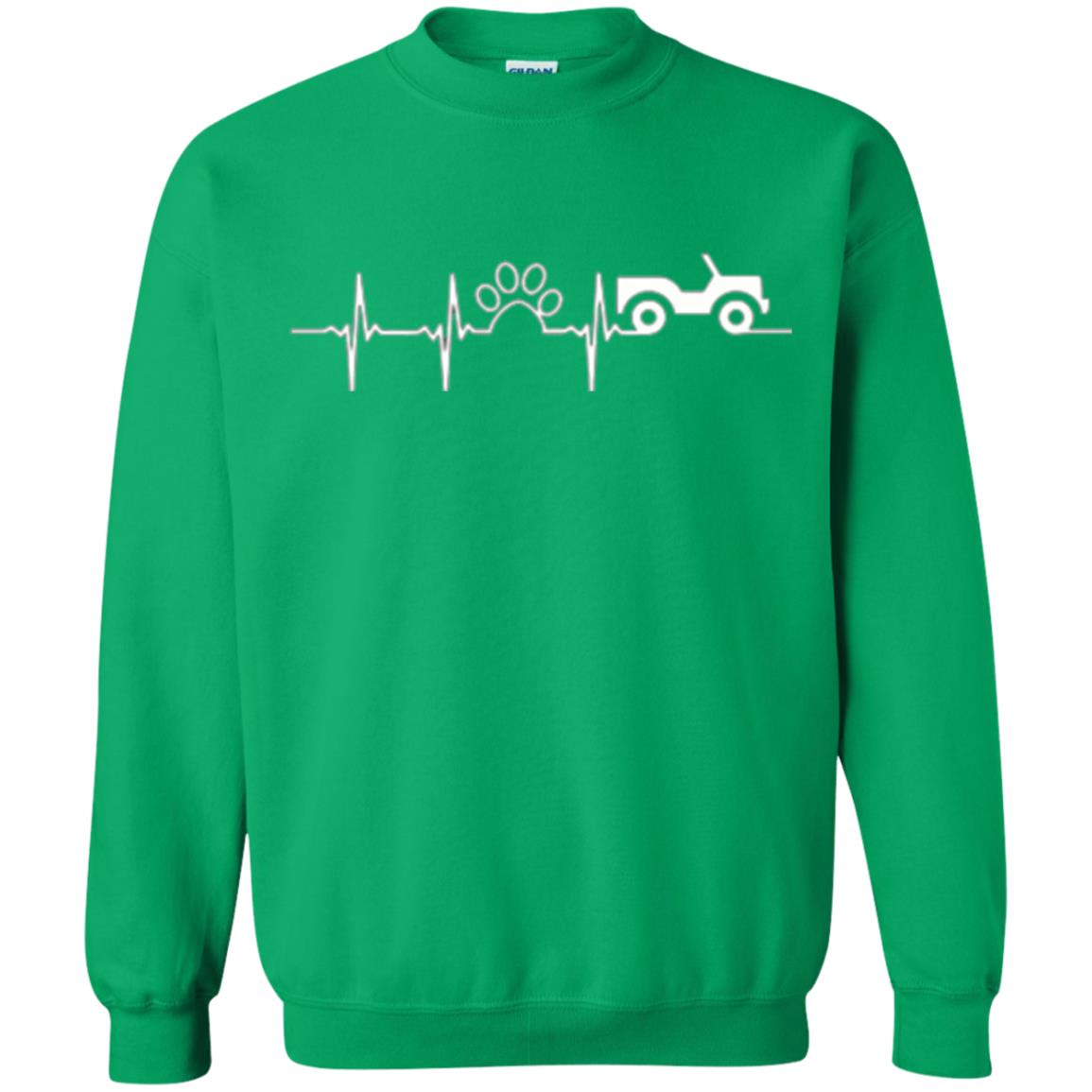 Cat Lovers T-shirt Jeep And Paw Heartbeat Irish Green