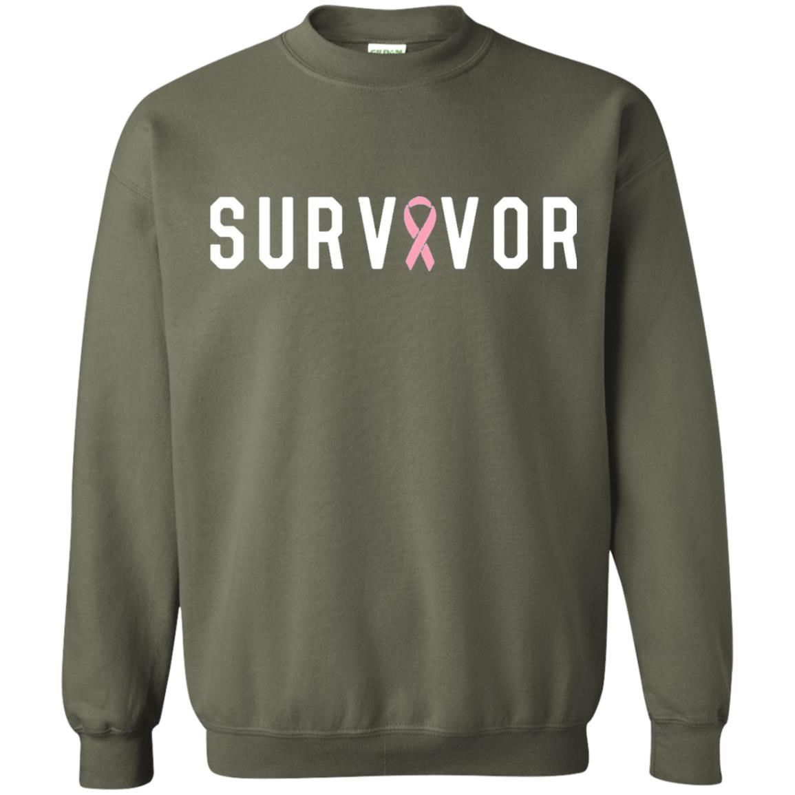 Breast Cancer Survivor We Did It T-shirt Pink Ribbon Military Green