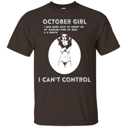 October Girl I Was Born With My Heart T-shirt Dark Chocolate