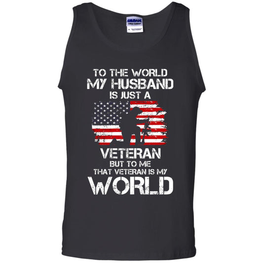 Wife T-shirt To The World My Husband Is Just A Veteran Black