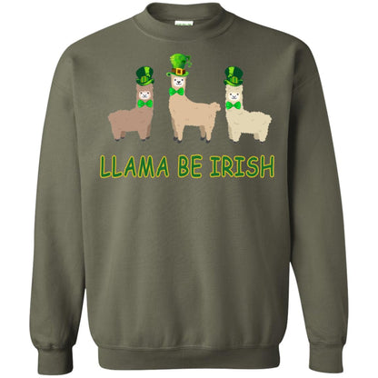 Llama Be Irish Ireland Gift Shirt Military Green