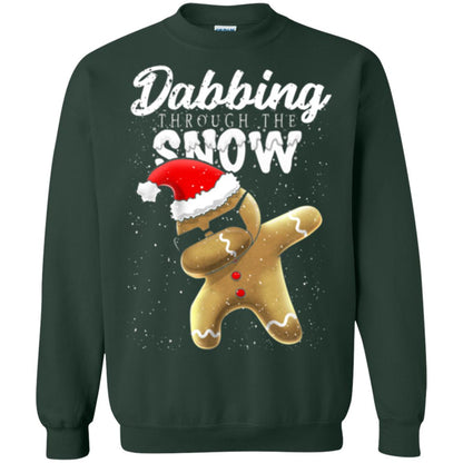 Dabbing Gingerbread T-shirt Dabbing Through The Snow Forest Green