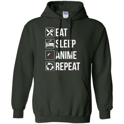 Anime Lovers T-shirt Eat Sleep Anime Repeat Forest Green
