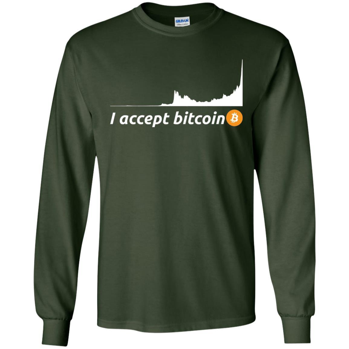 Cryptocurrency T-shirt I Accept Bitcoin Forest Green