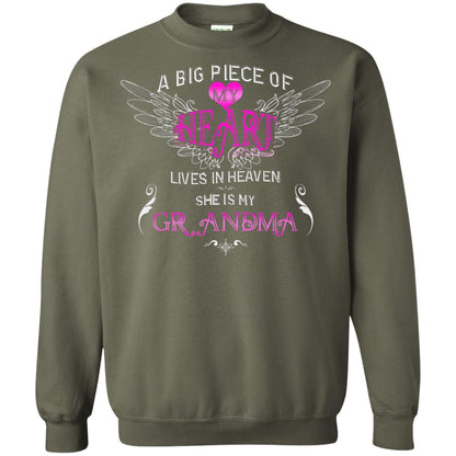 A Big Piece Of My Heart Lives In Heaven She Is My Grandma Grandchildren Gift Shirt Military Green