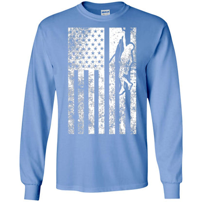 Rock Climbing T Shirt - Rock Climbing Flag Of United States T-shirt Carolina Blue