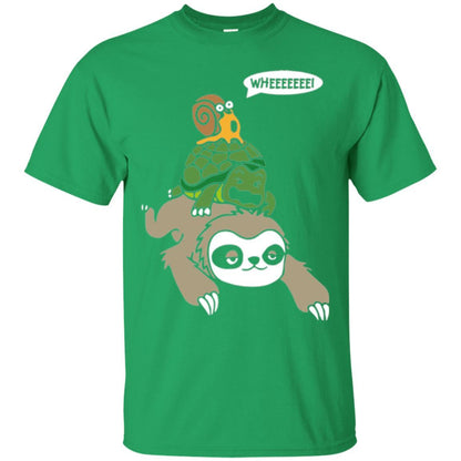 Running Wild T-shirt Sloth Turtle And Snail Piggyback Irish Green