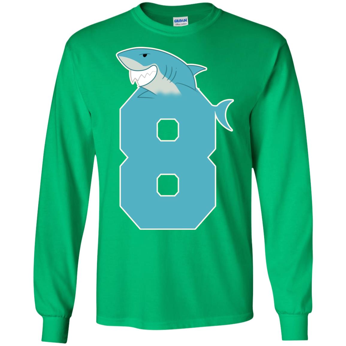 8th Birthday Shark Party Shirt Irish Green