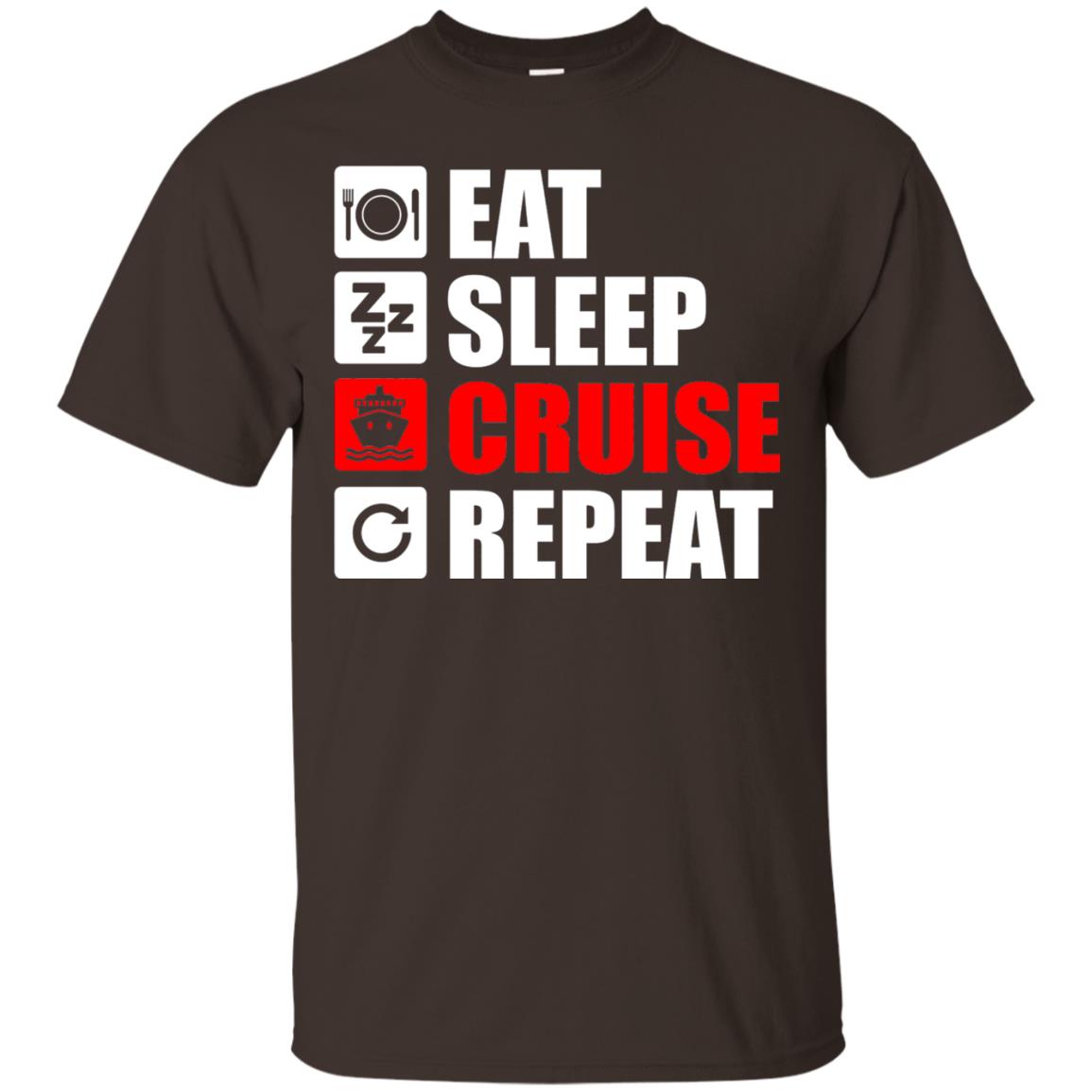 Eat Sleep Cruise Repeat Summer Vacation T-shirt Dark Chocolate