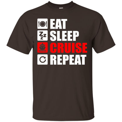 Eat Sleep Cruise Repeat Summer Vacation T-shirt Dark Chocolate