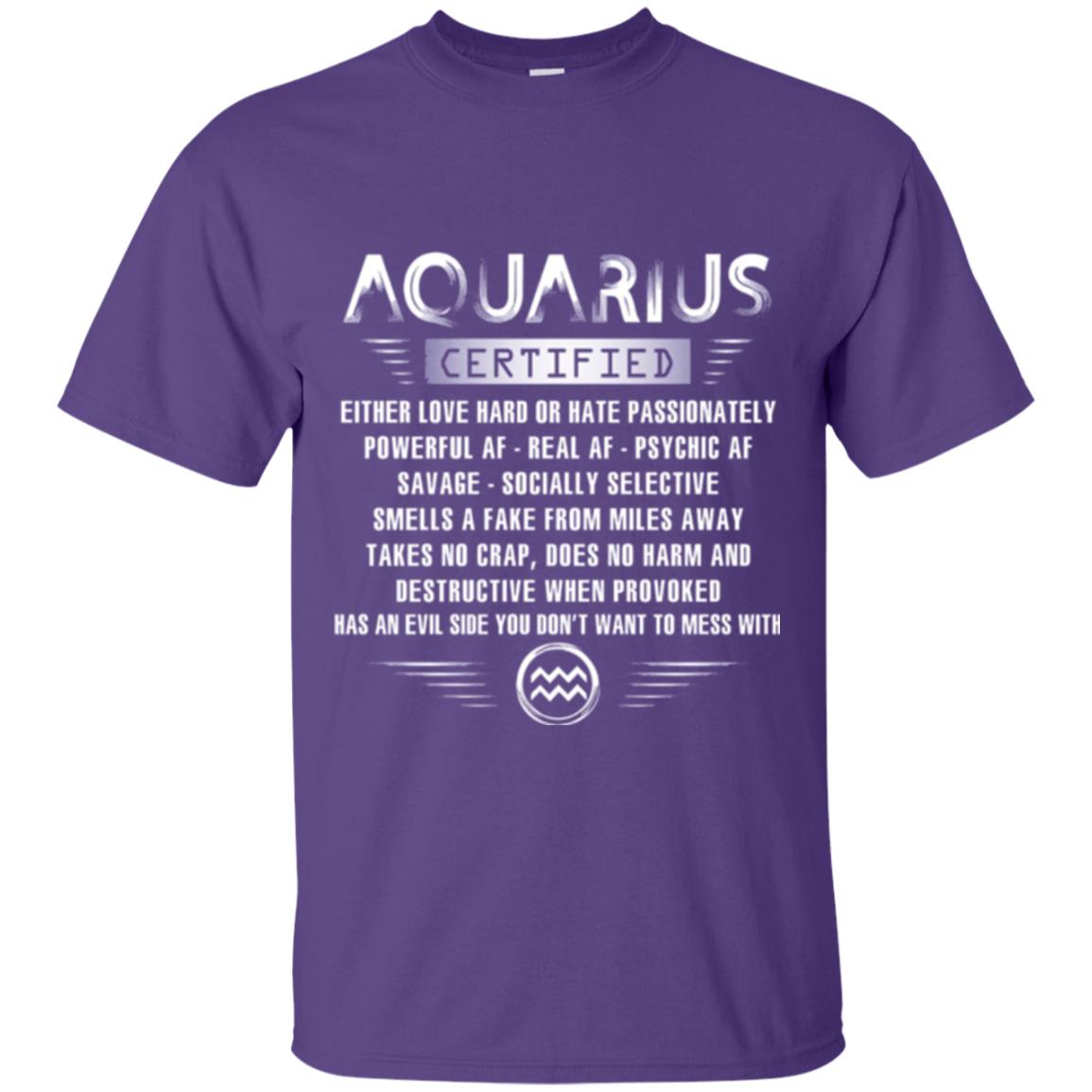Aquarius Certified Either Love Hard T-shirt Purple