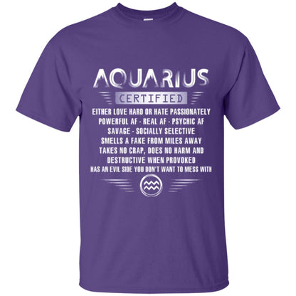 Aquarius Certified Either Love Hard T-shirt Purple