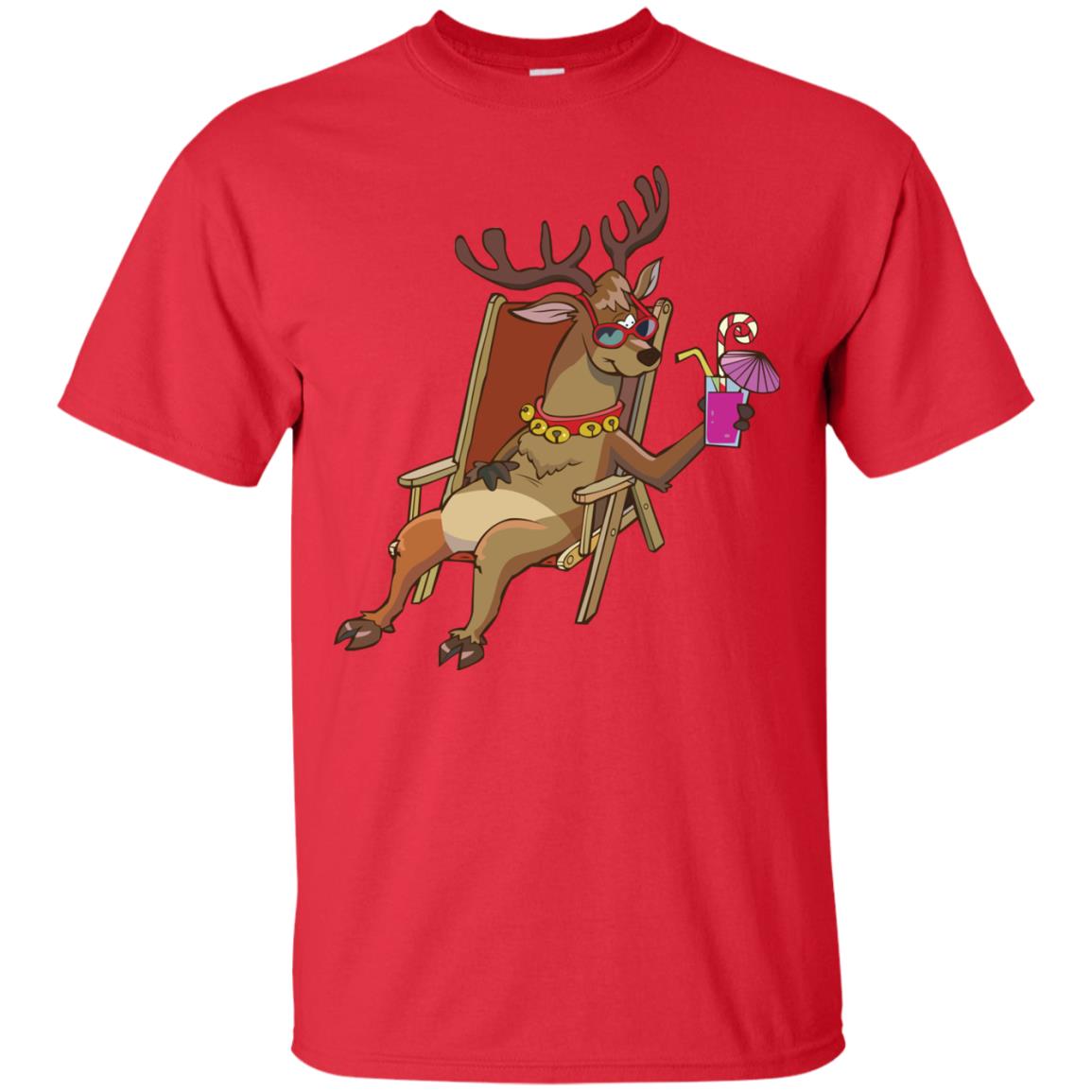 Reindeer With Sunglasses Celebrate Xmas In July Shirt Red