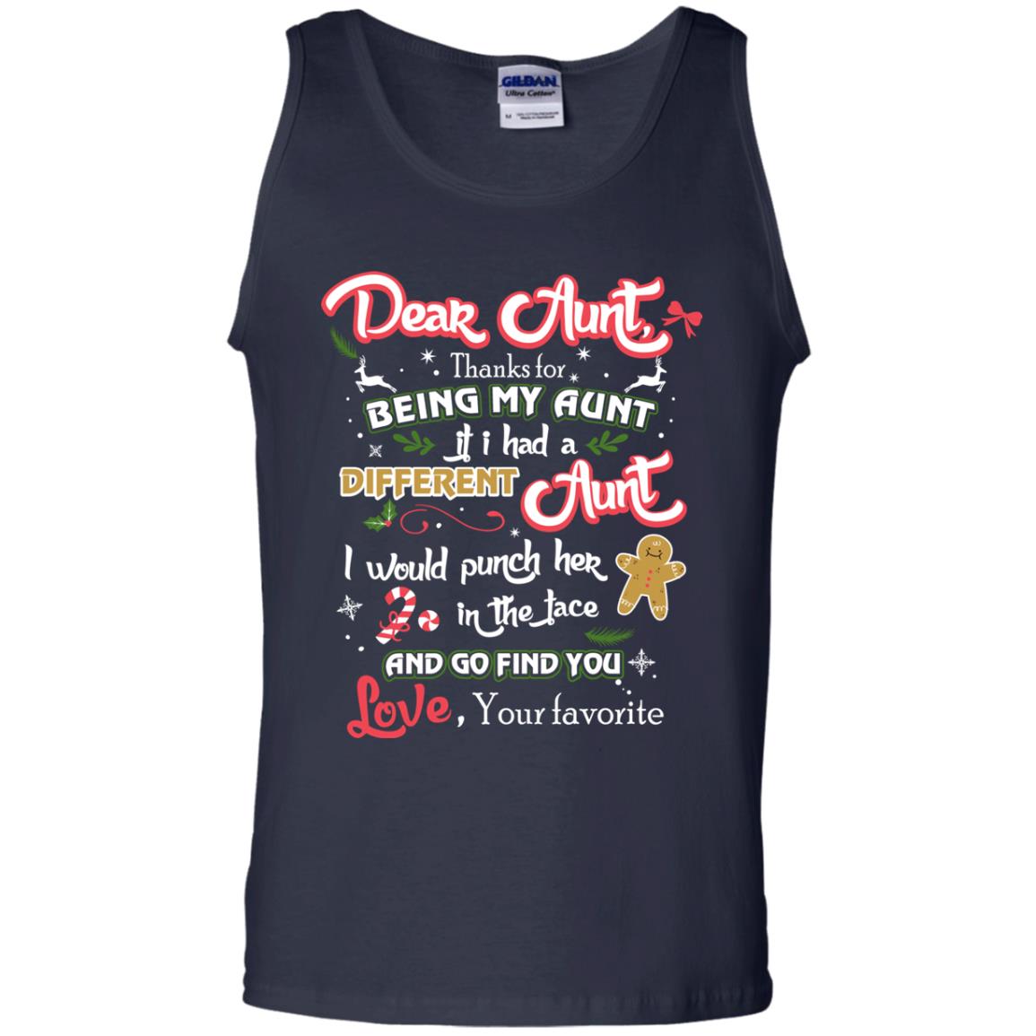 Dear Aunt Thank For Being My Aunt Christmas Holiday T-shirt Navy