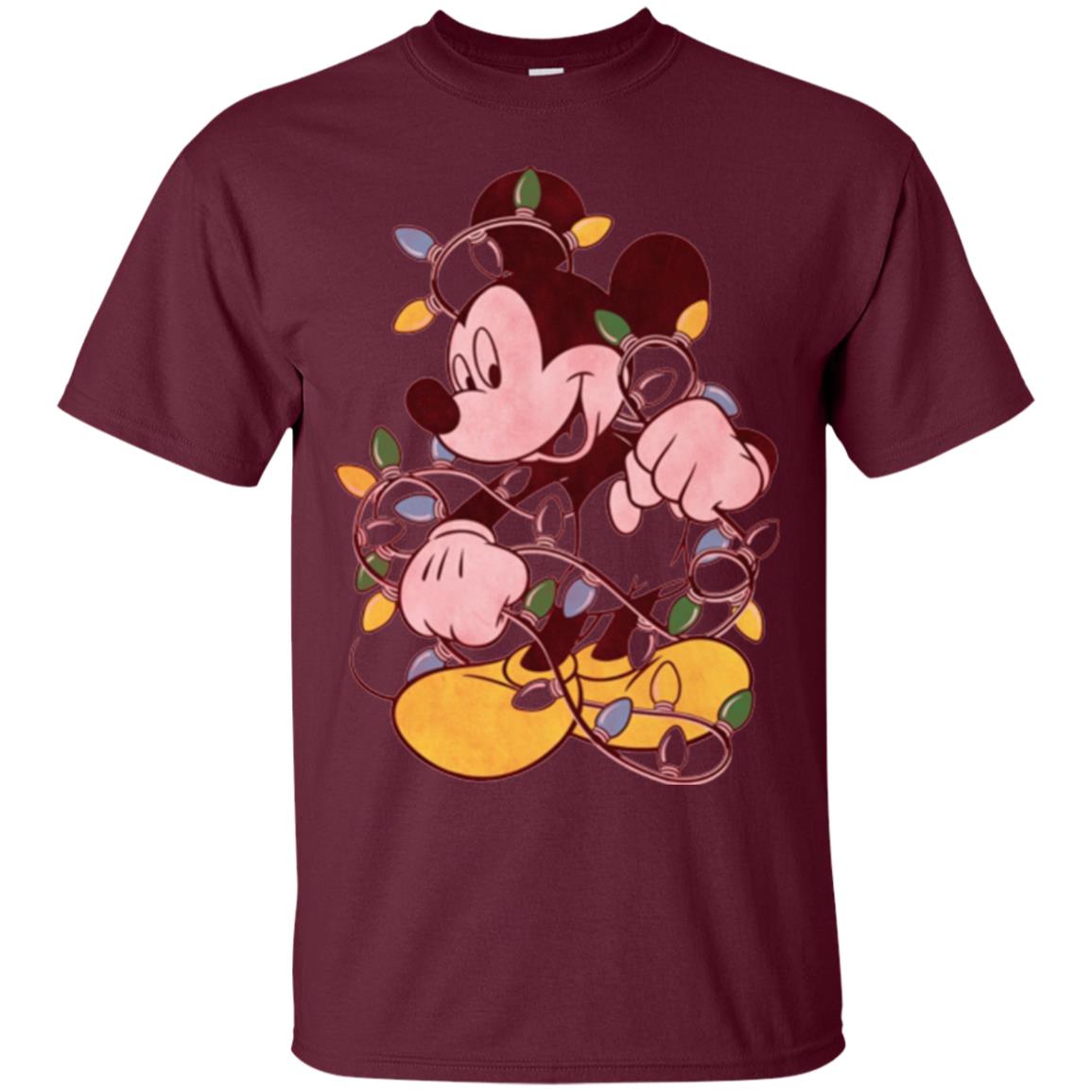 Christmas Lights T-shirt Disney Mickey Mouse Maroon