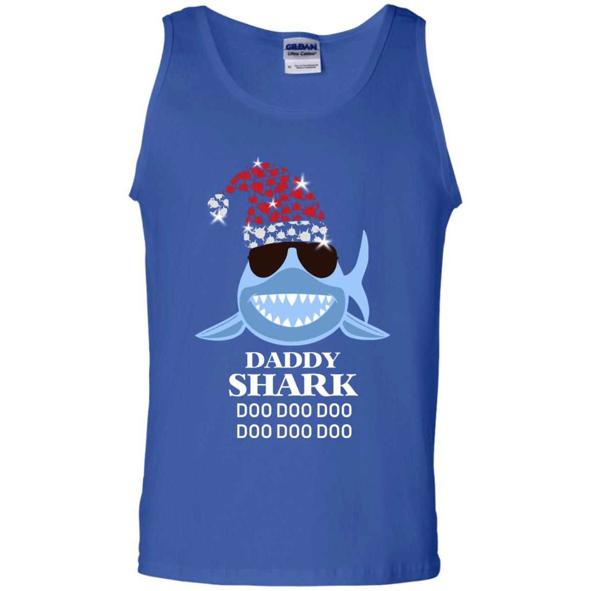 Daddy Shark With Santa Claus Hat Merry X-mas Family Shark Gift Shirt Royal