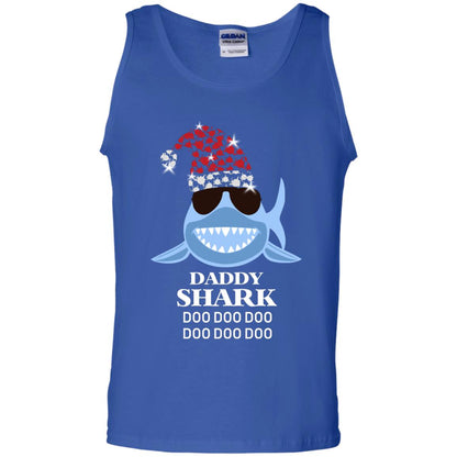 Daddy Shark With Santa Claus Hat Merry X-mas Family Shark Gift Shirt Royal